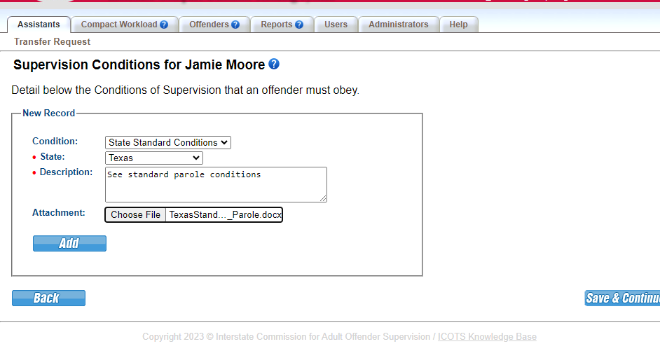 Be sure to click 'Add' to save the documentation.