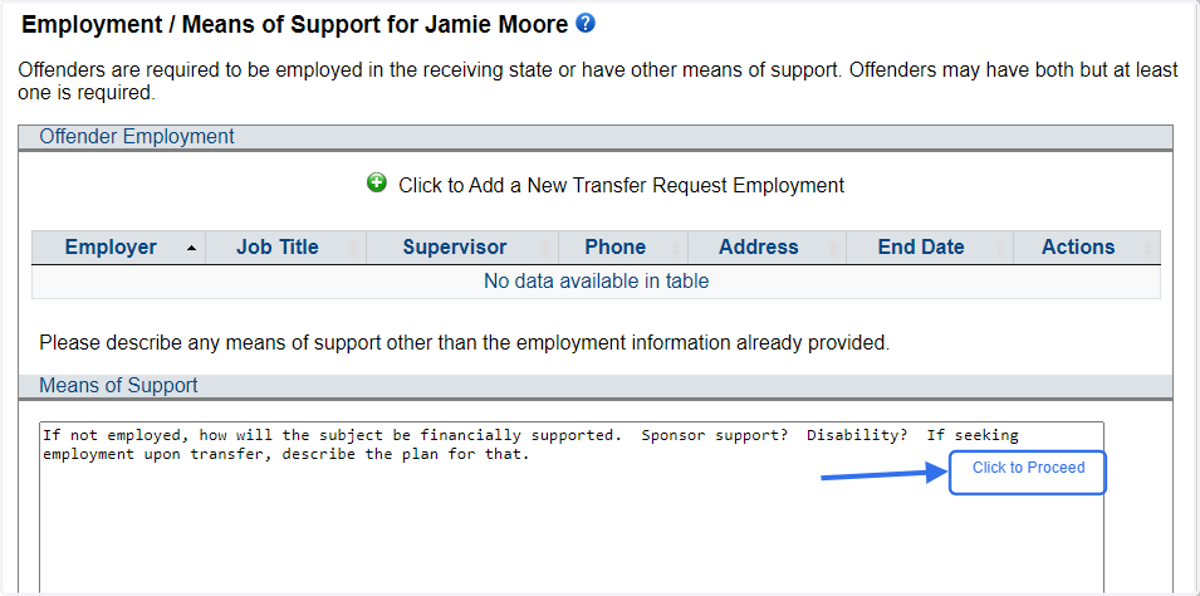 Review the information, make corrections or additions as needed. Click the box to Proceed.