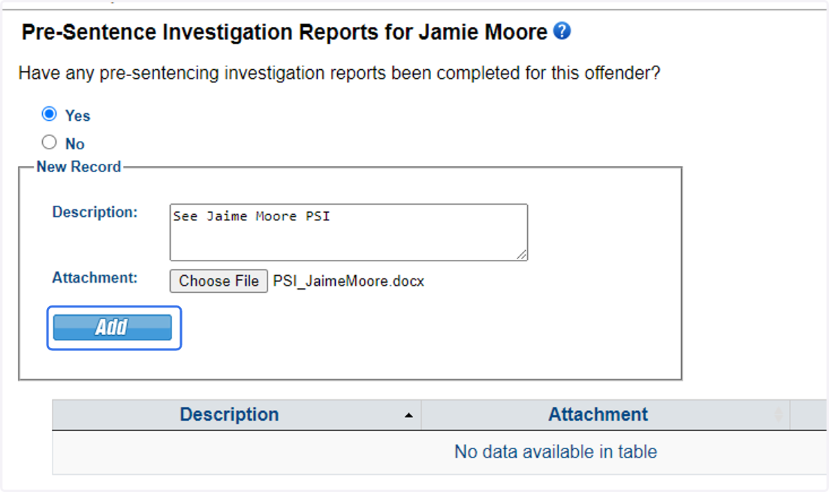 Be sure to click 'Add' to upload the documentation.