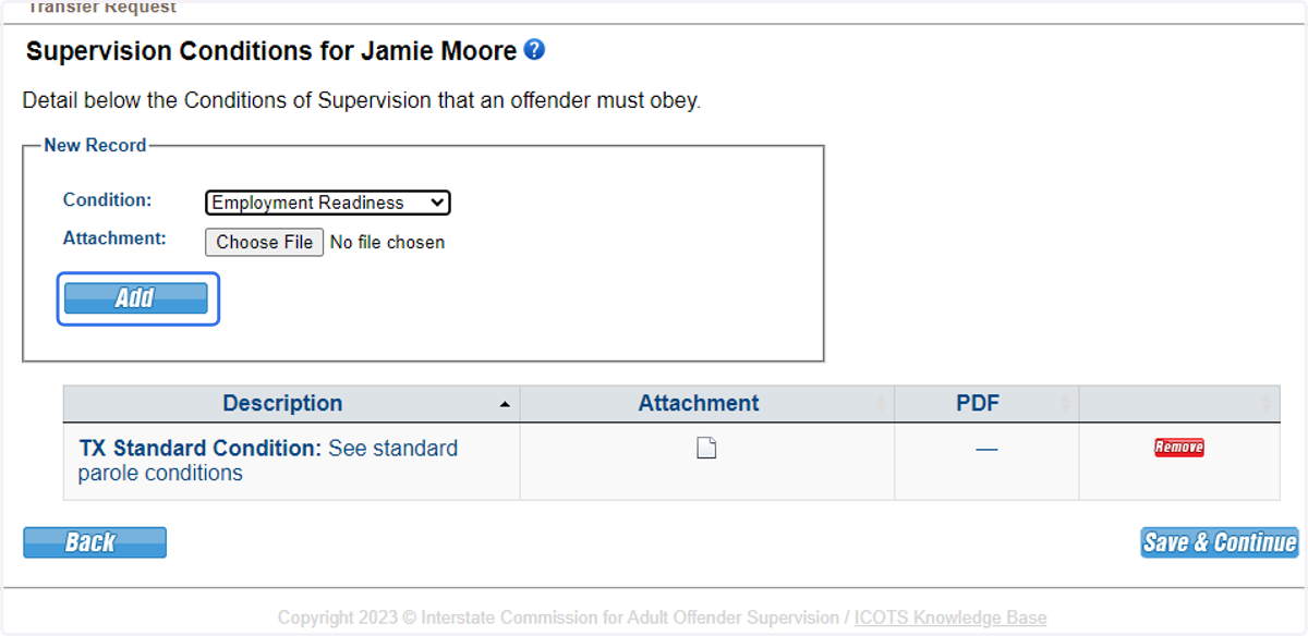 Select 'Employment Readiness' from the list and click 'Add.'
