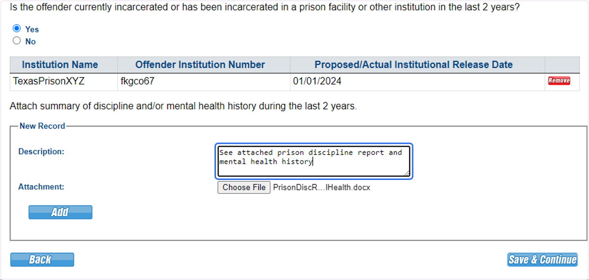 Attach the discipline and mental health history.