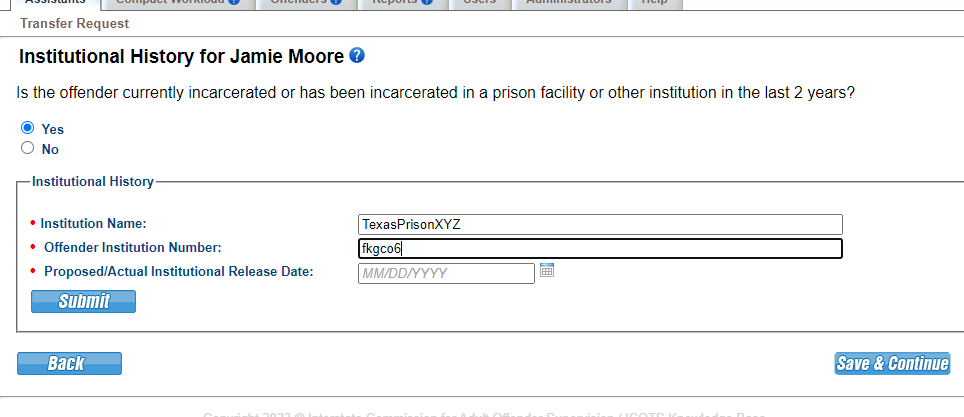 Provide institution information & release date.