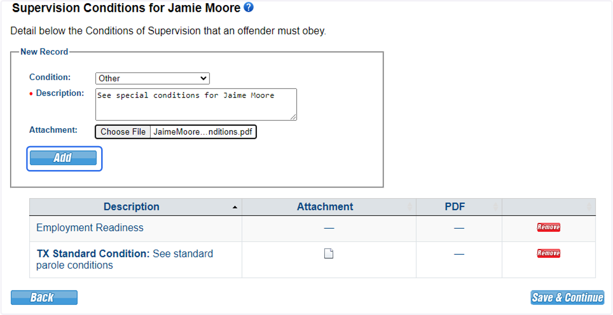 Attach the documentation and click 'Add.'