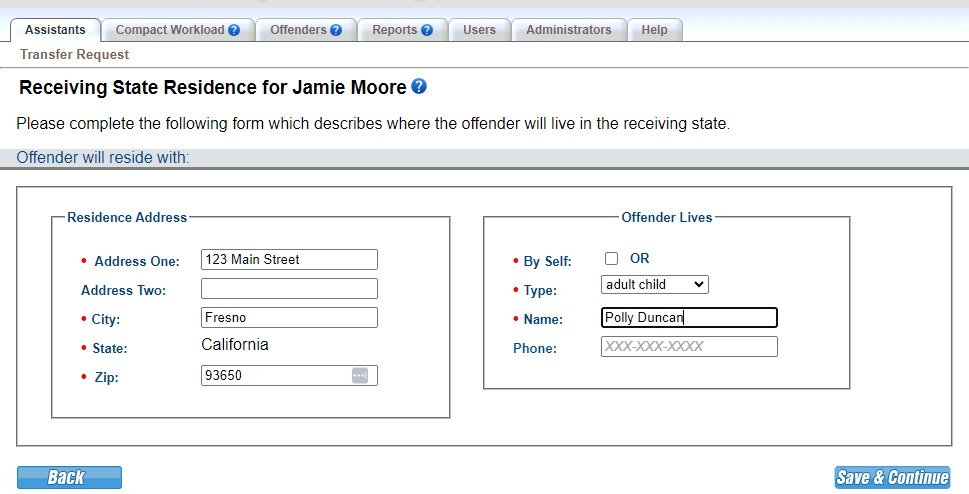 Note additional household members can be added via the Profile screen or by the receiving state when submitting the transfer reply.