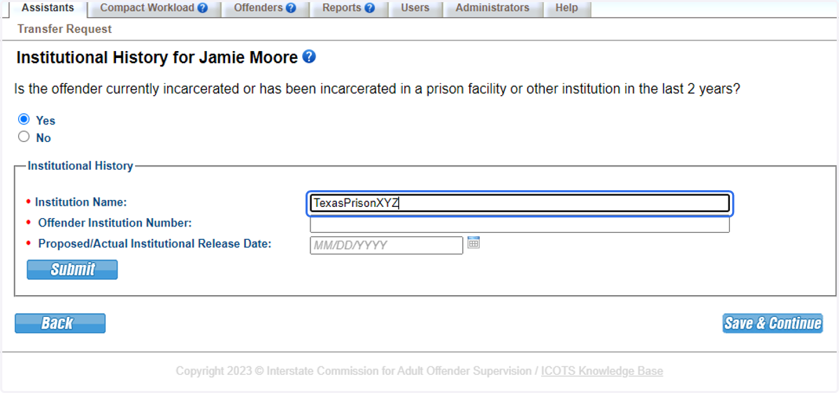 Provide institution information & release date.