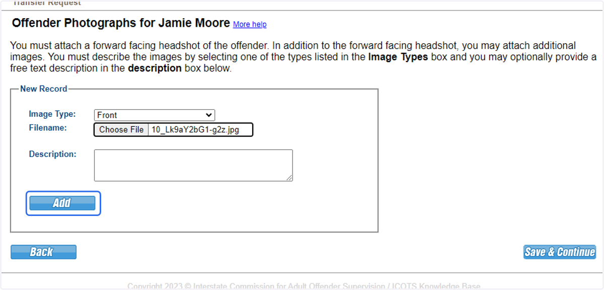 Be sure to click 'Add' to upload each photo.