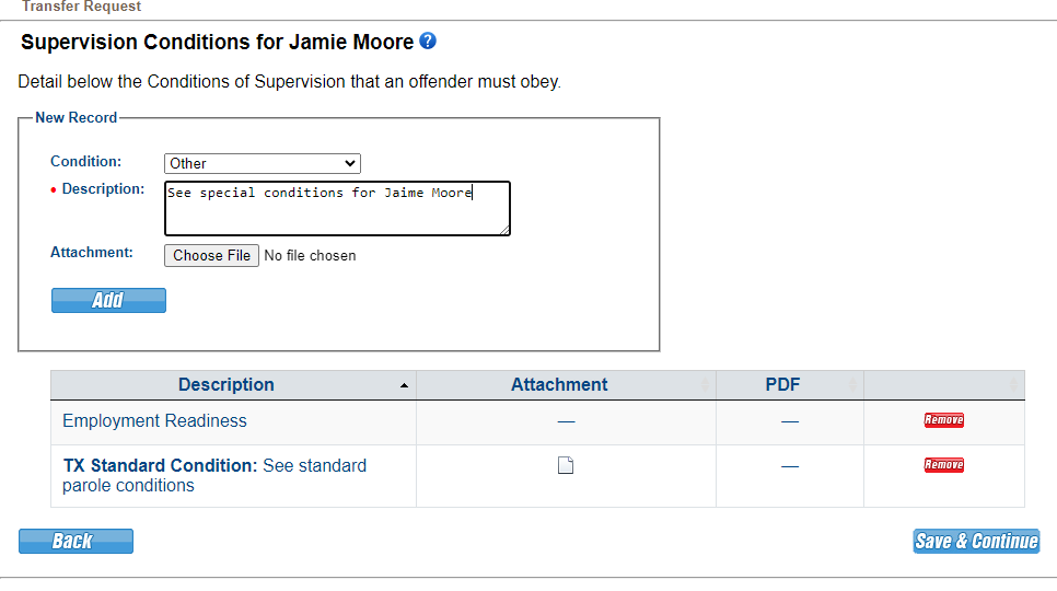 Describe the Special Condition document.