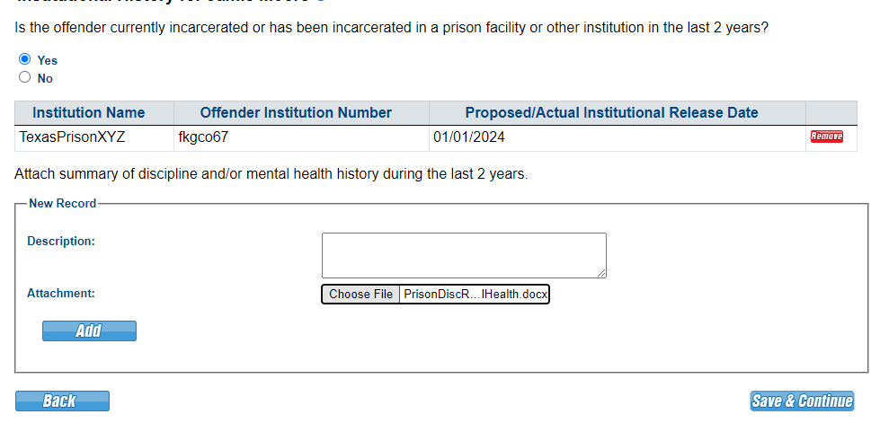 Attach the discipline and mental health history.