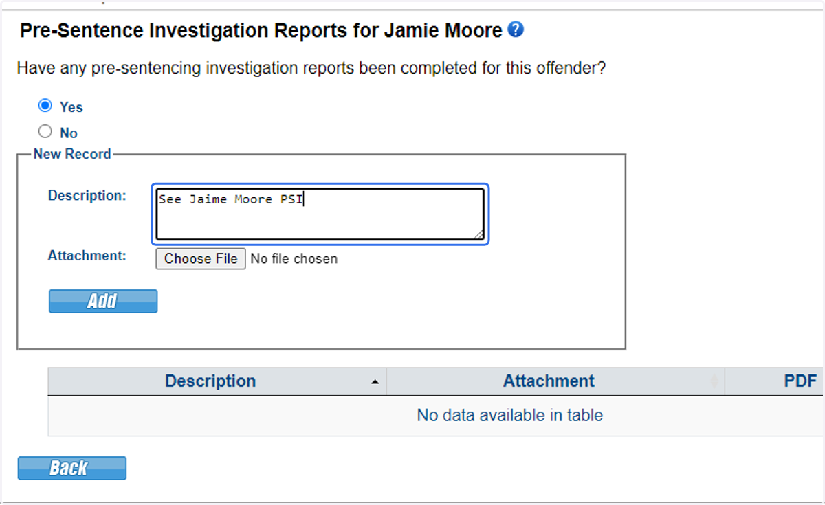 If a PSI exists and is available for distribution, select 'Yes' and attach it here.