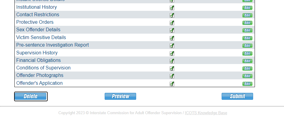 Once completed and ready for submission, be sure to 'Preview' the Transfer Request. This shows how the documentation will appear for review.