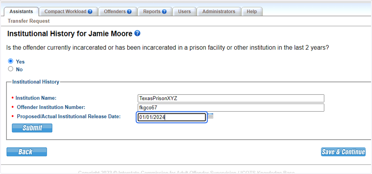 Provide institution information & release date.
