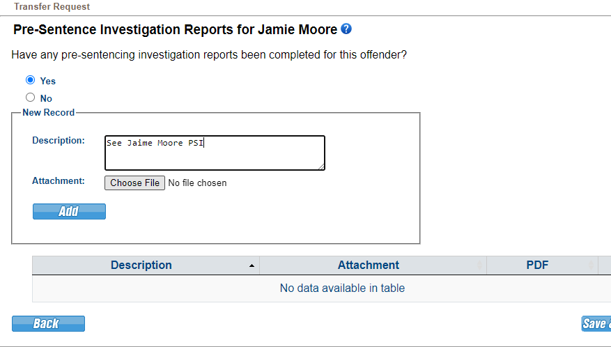 If a PSI exists and available for distribution, select 'Yes' and attach it here.