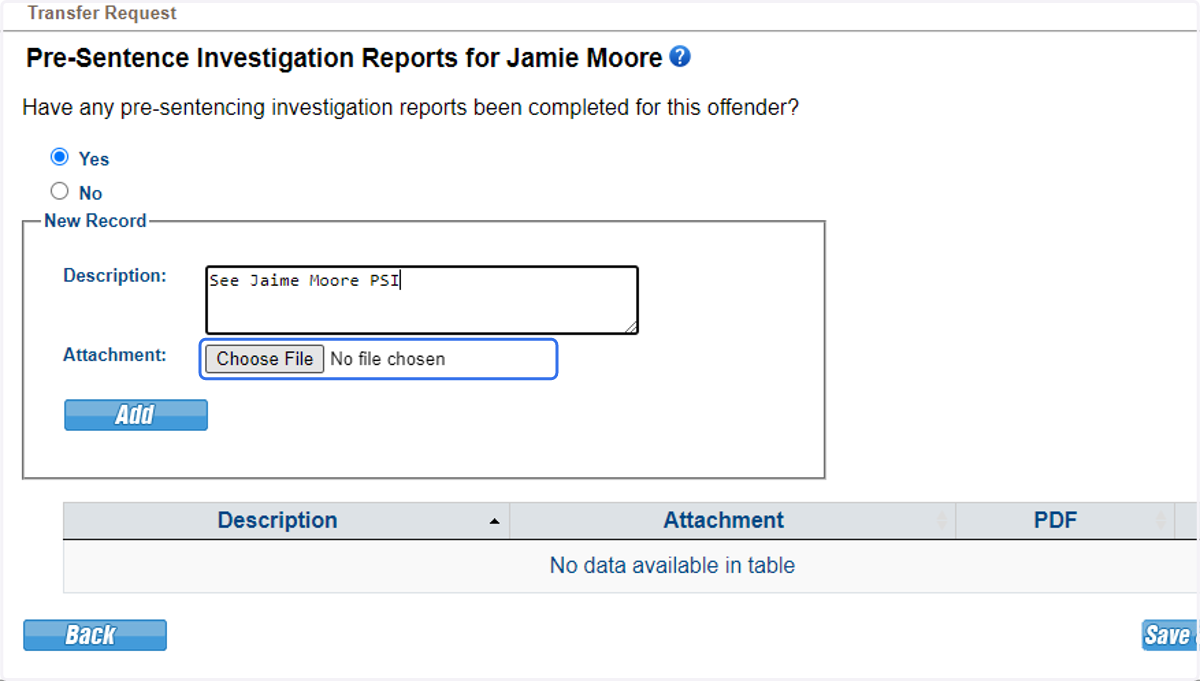 If a PSI exists and available for distribution, select 'Yes' and attach it here.