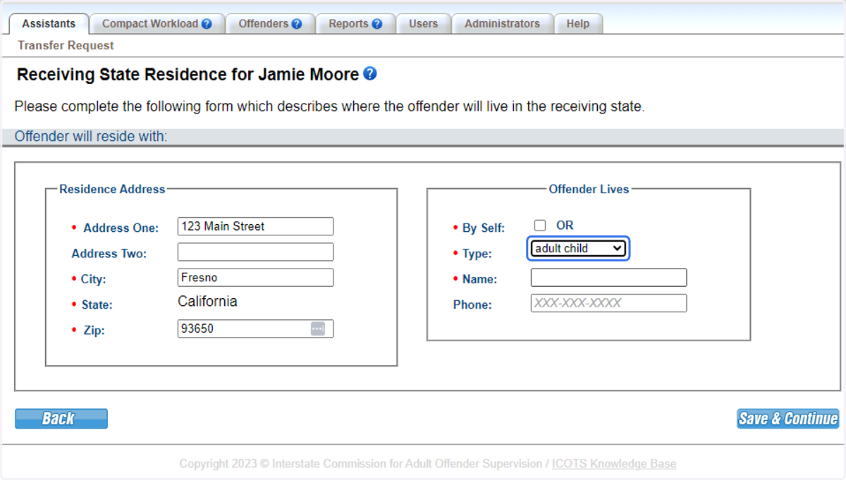 Note additional household members can be added via the Profile screen or by the receiving state when submitting the transfer reply.