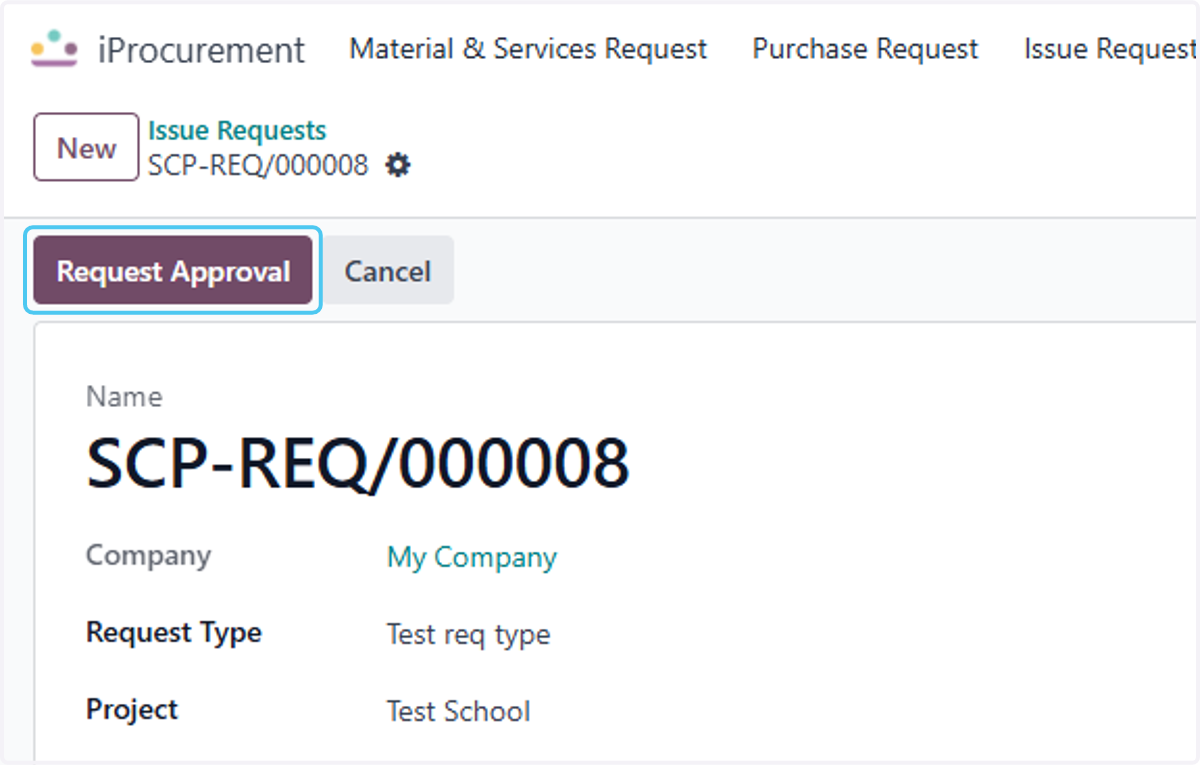 Click on Request Approval