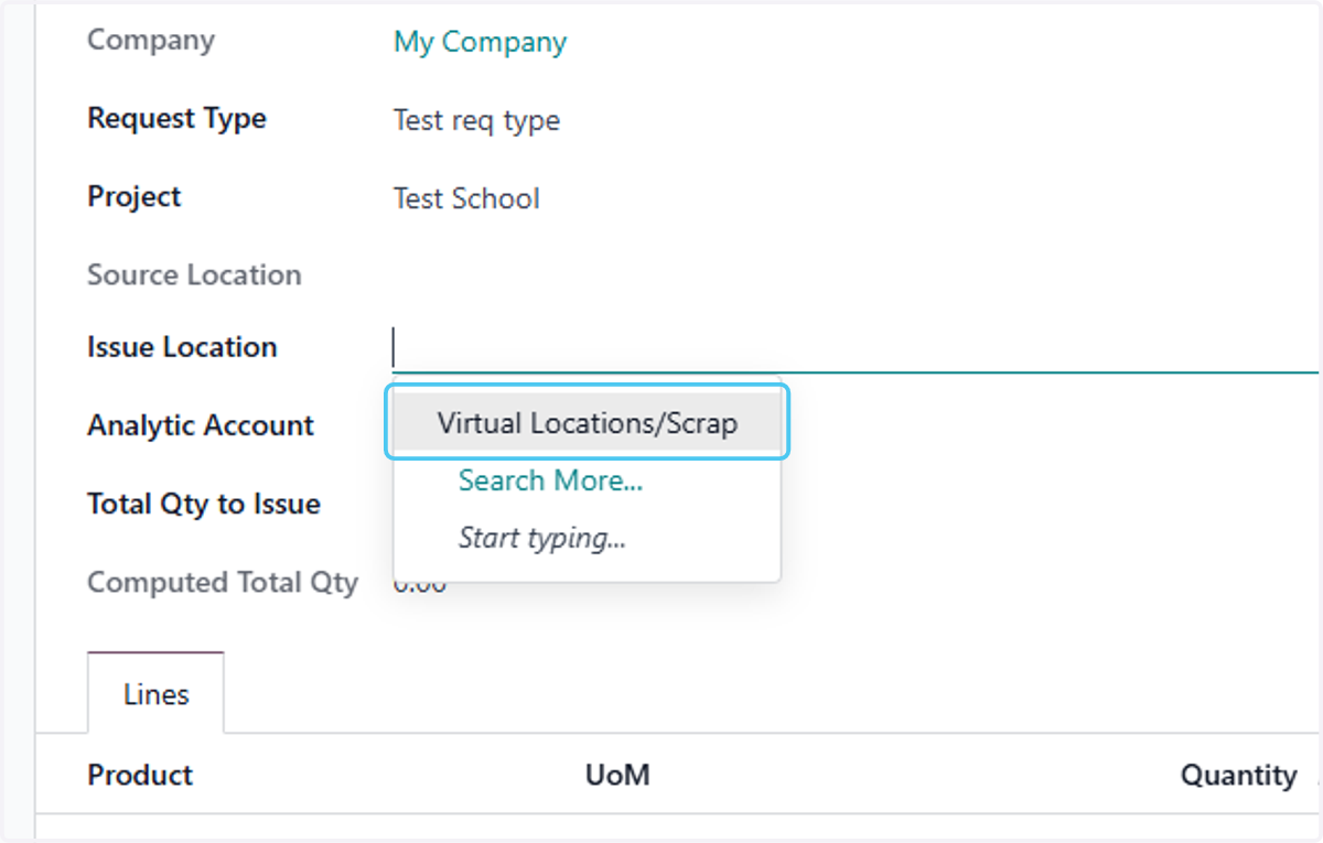 Click on Issue location and Select the Issue location