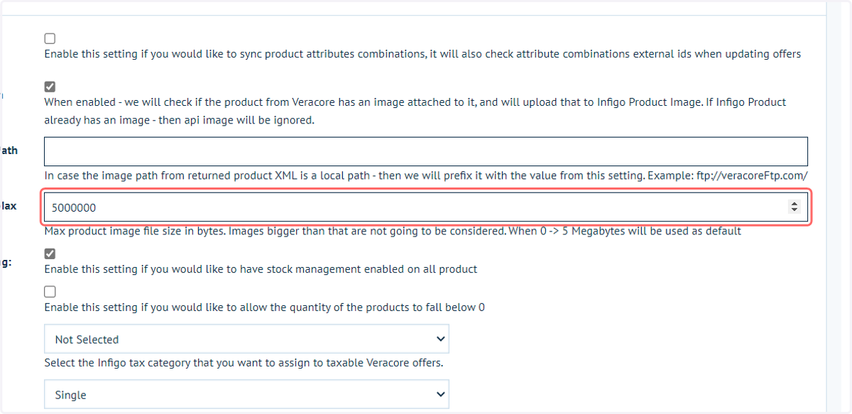 Veracore Product Image Max File Size (bytes):