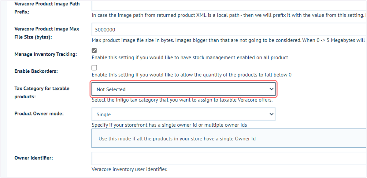 Tax Category for taxable products: