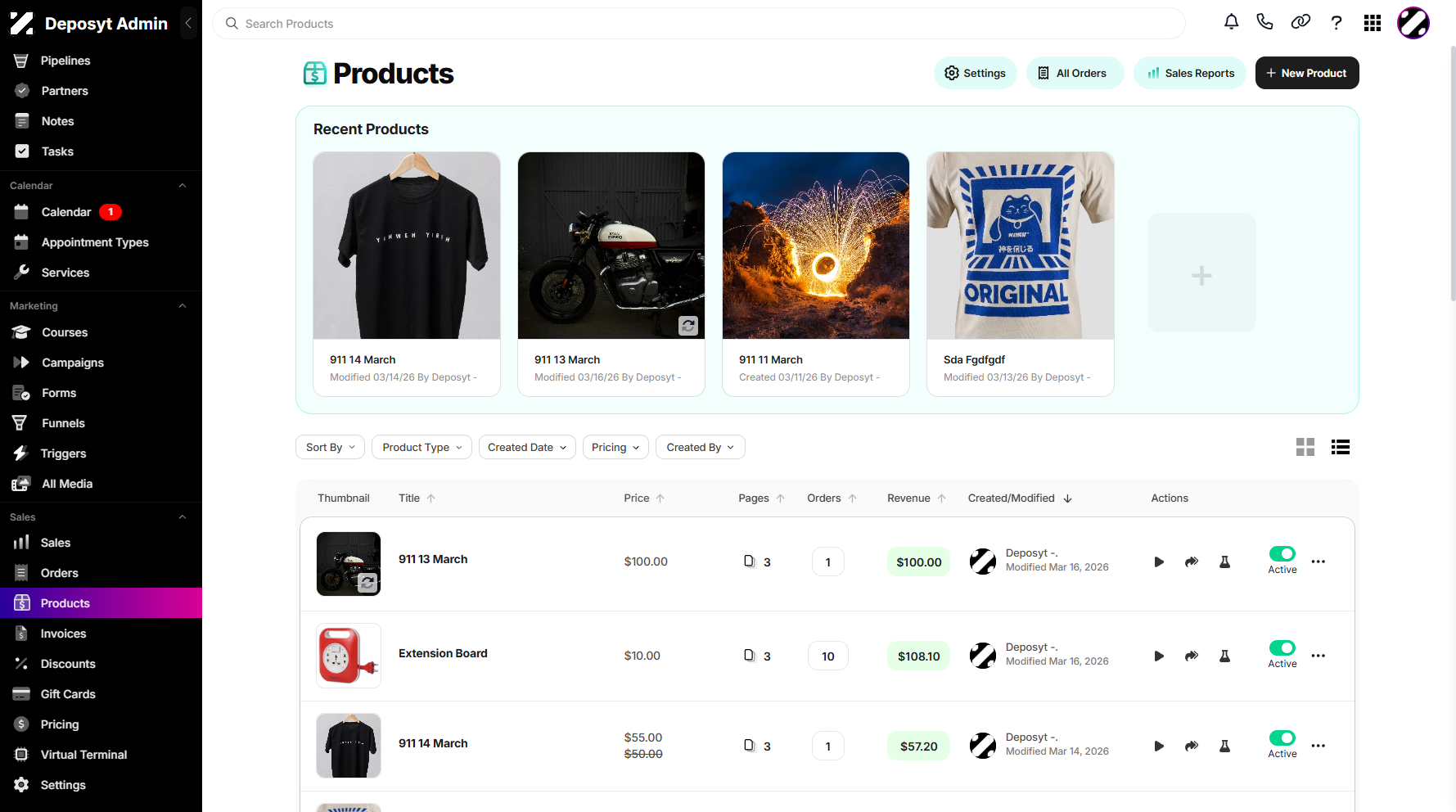 Step 2: You will then be navigated to the Products tab.