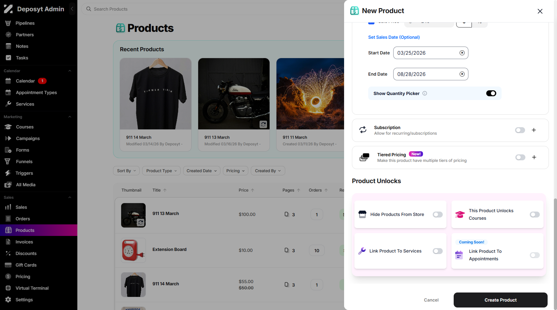 Step 7: After setting up the One-Time Purchase pricing option, scroll down to Product Unlocks, where you can toggle the switch on or off for the selected section.