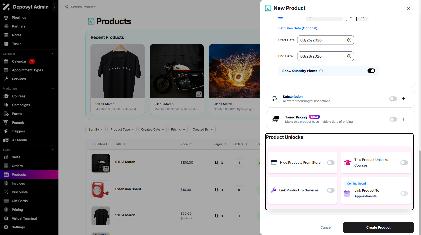 Step 7: After setting up the One-Time Purchase pricing option, scroll down to Product Unlocks, where you can toggle the switch on or off for the selected section.