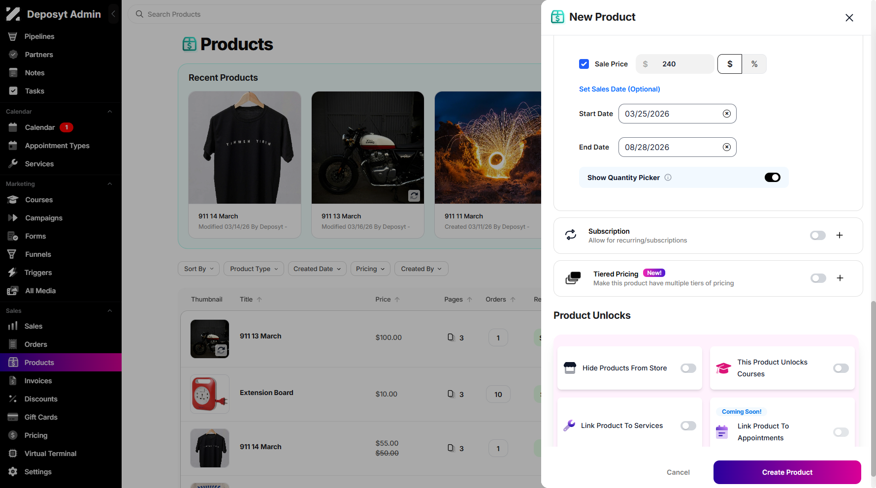 Step 8: Once you’re done setting up, click the Create Product button to create your One-Time Purchase.