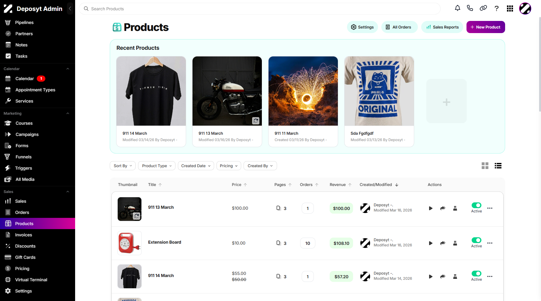 Step 3: Click on + New Product to get started.