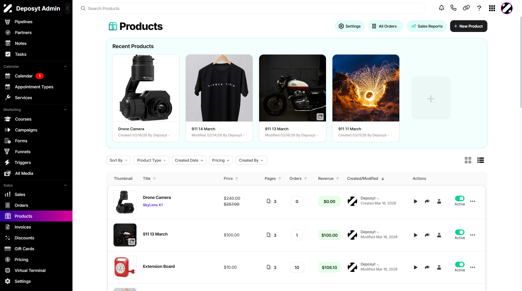 Step 9: Your newly created product is now visible on your dashboard.