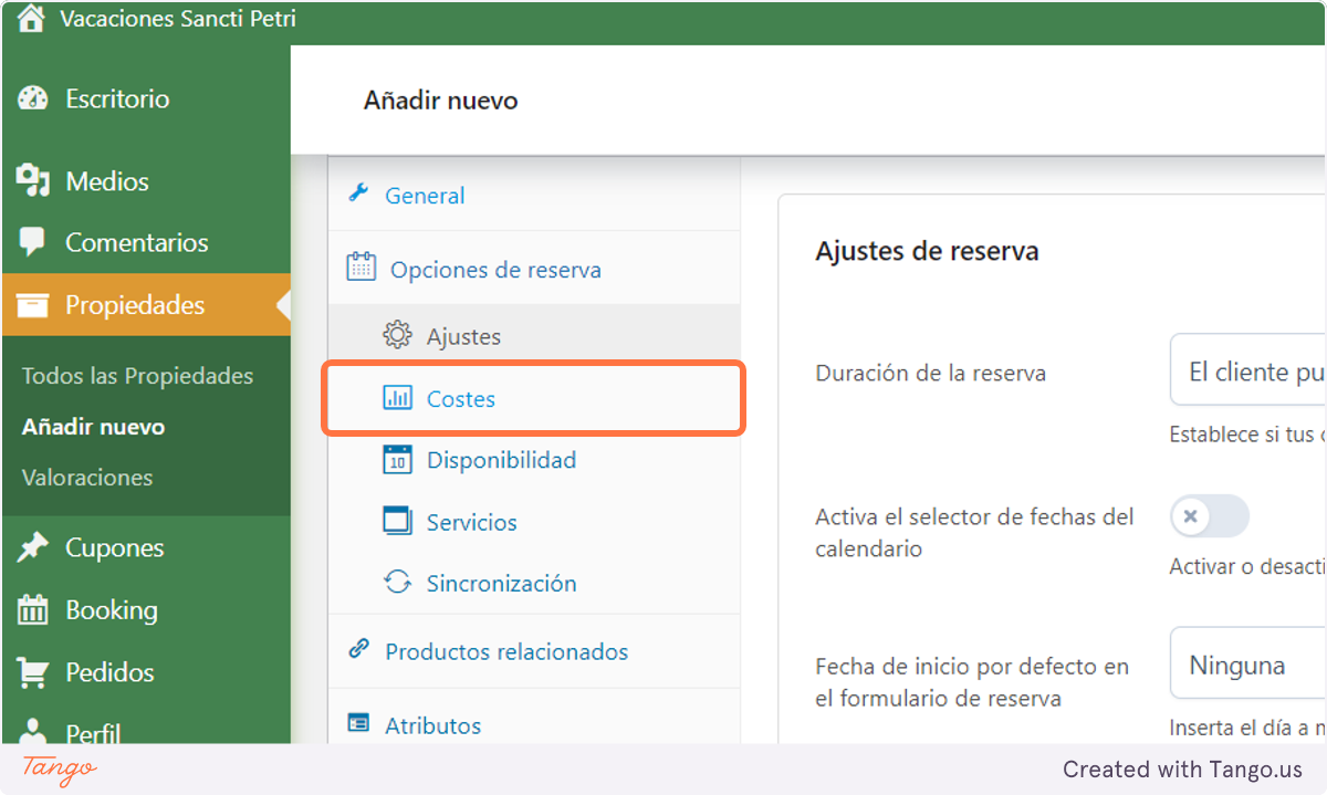 PRECIO DE LA RESERVA