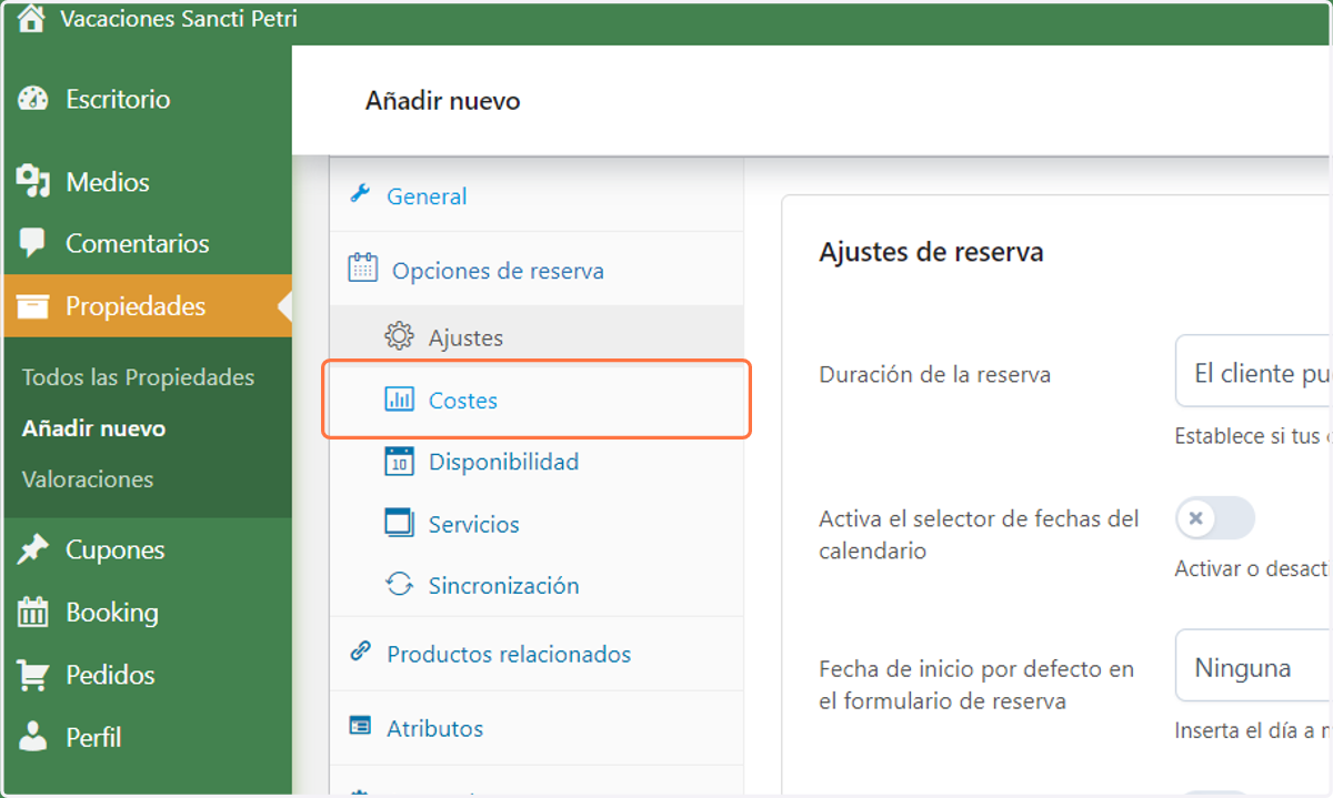PRECIO DE LA RESERVA
