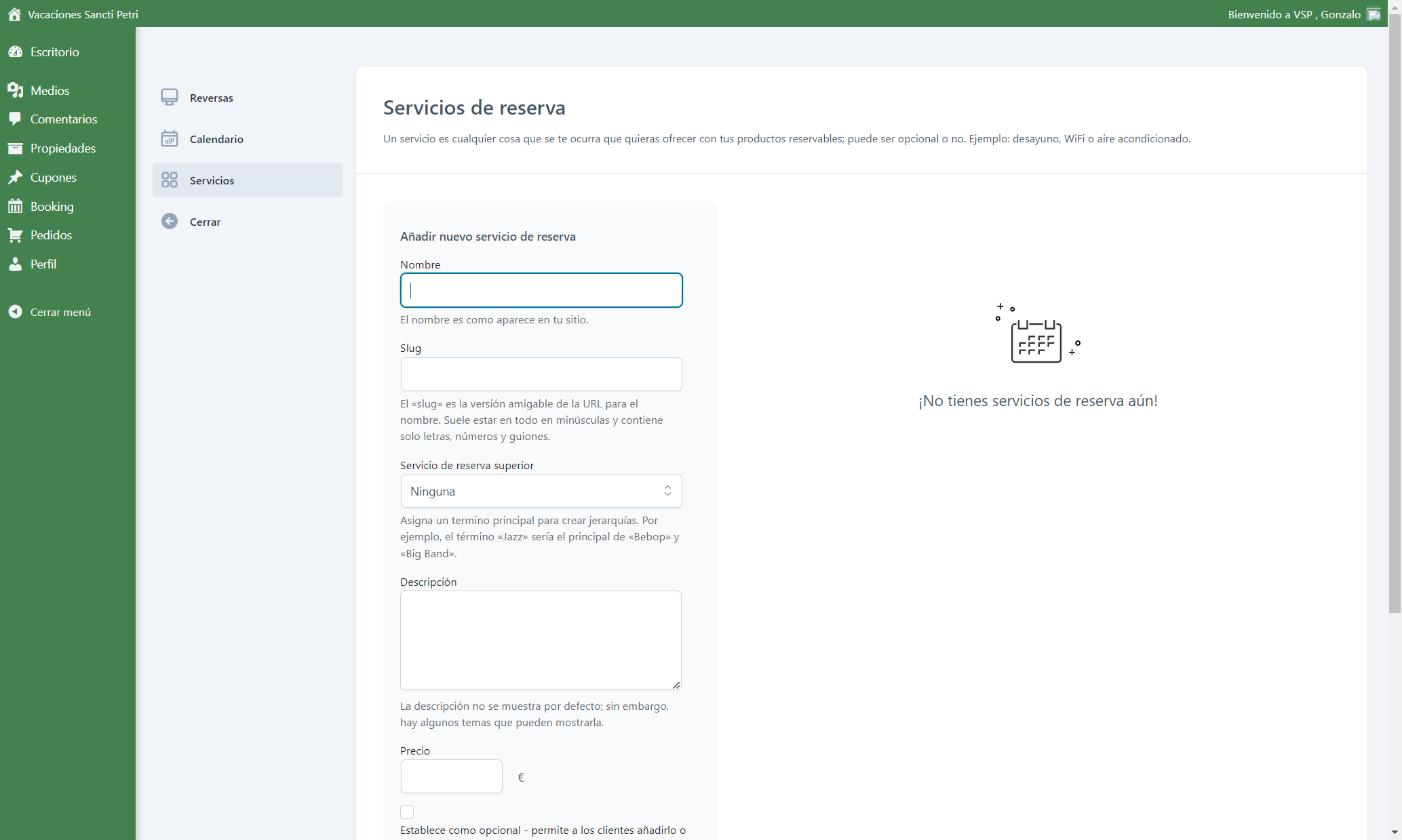 AÑADIR SERVICIOS