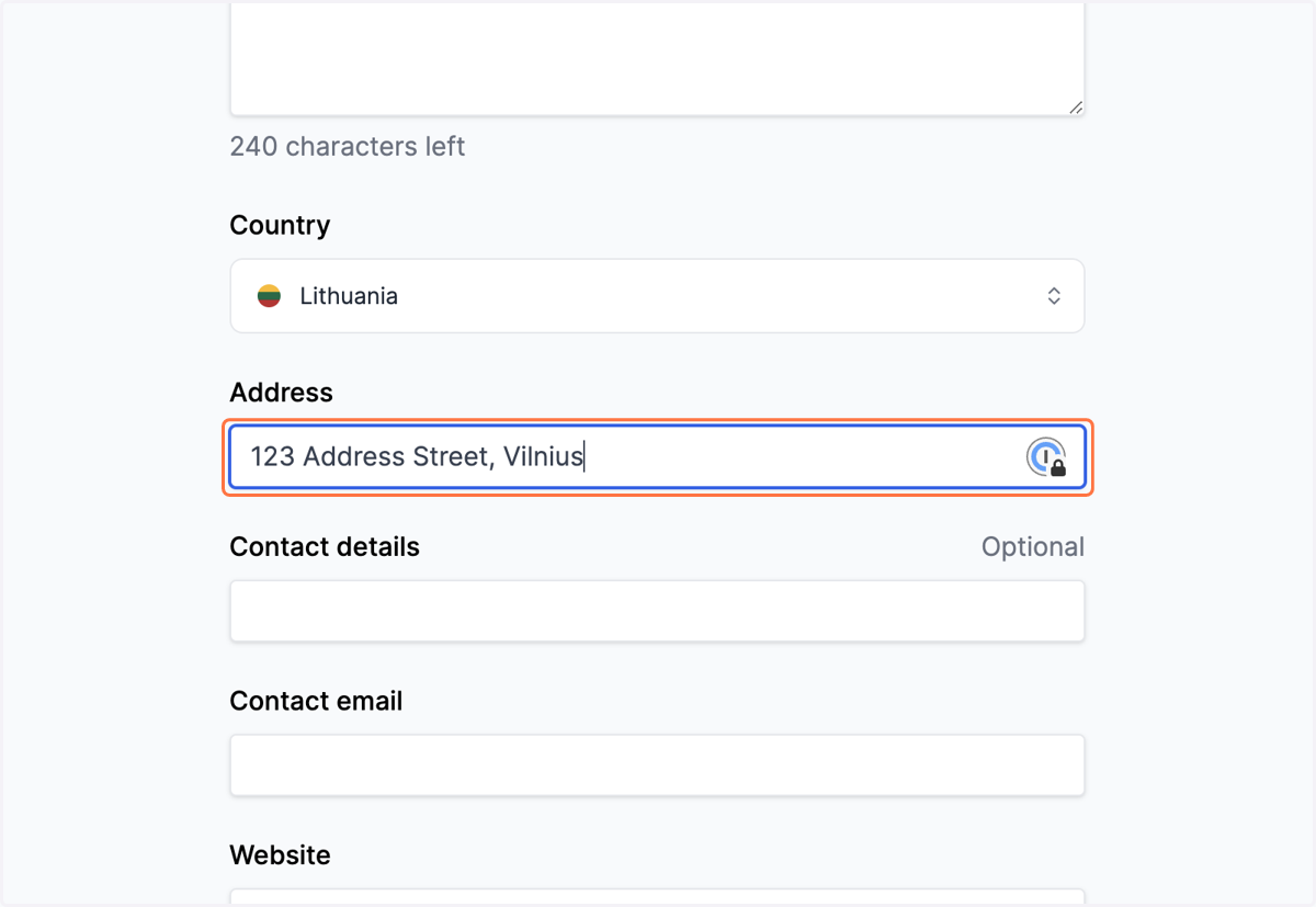 Enter your Organization's address