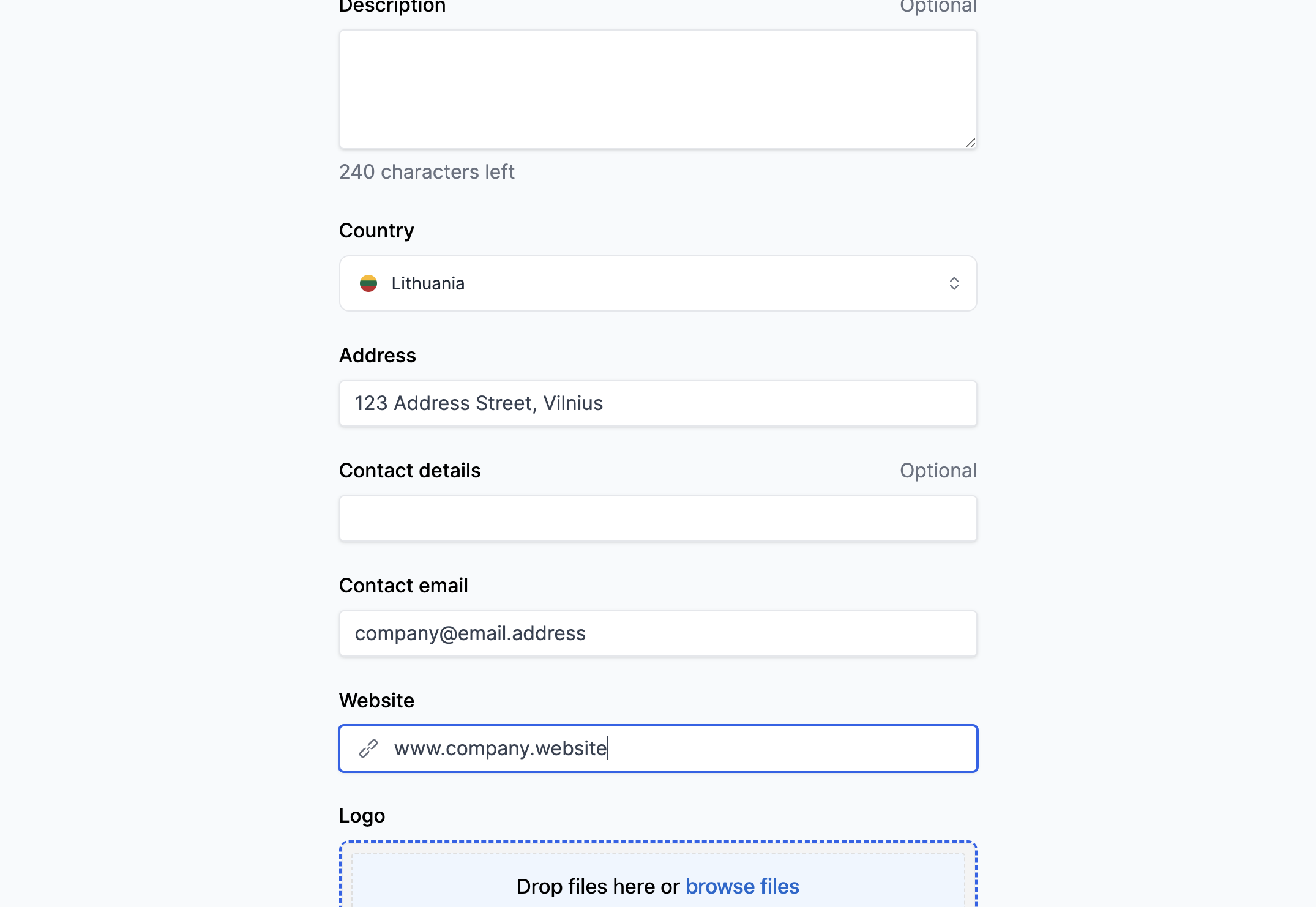 Enter your Organization's website address