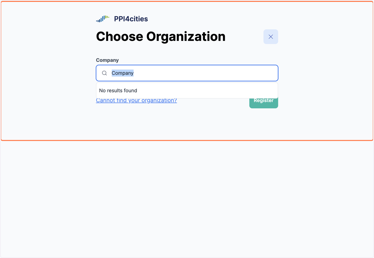 If your company is found - select it and click 'Register'