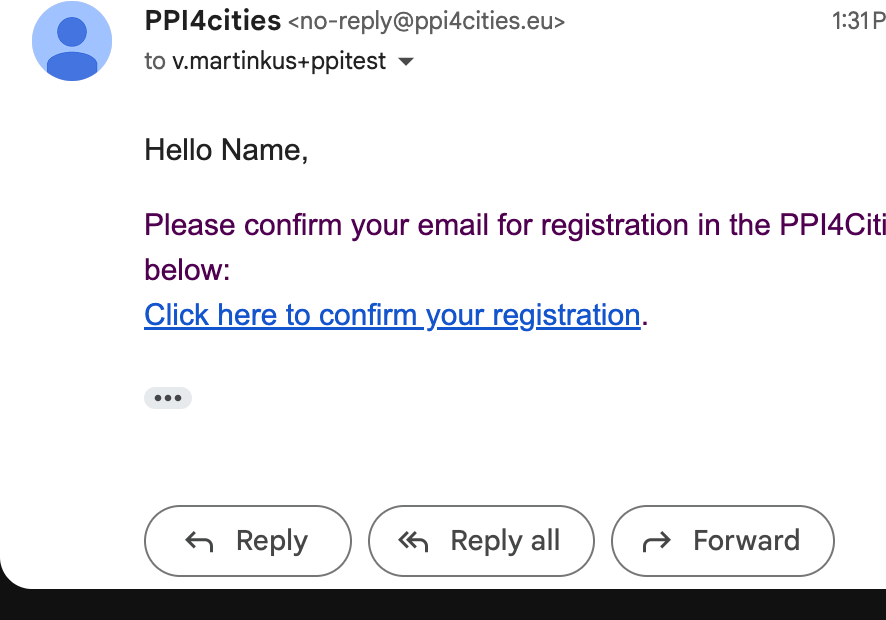Click on 'Click here to confirm your registration' to confirm your email