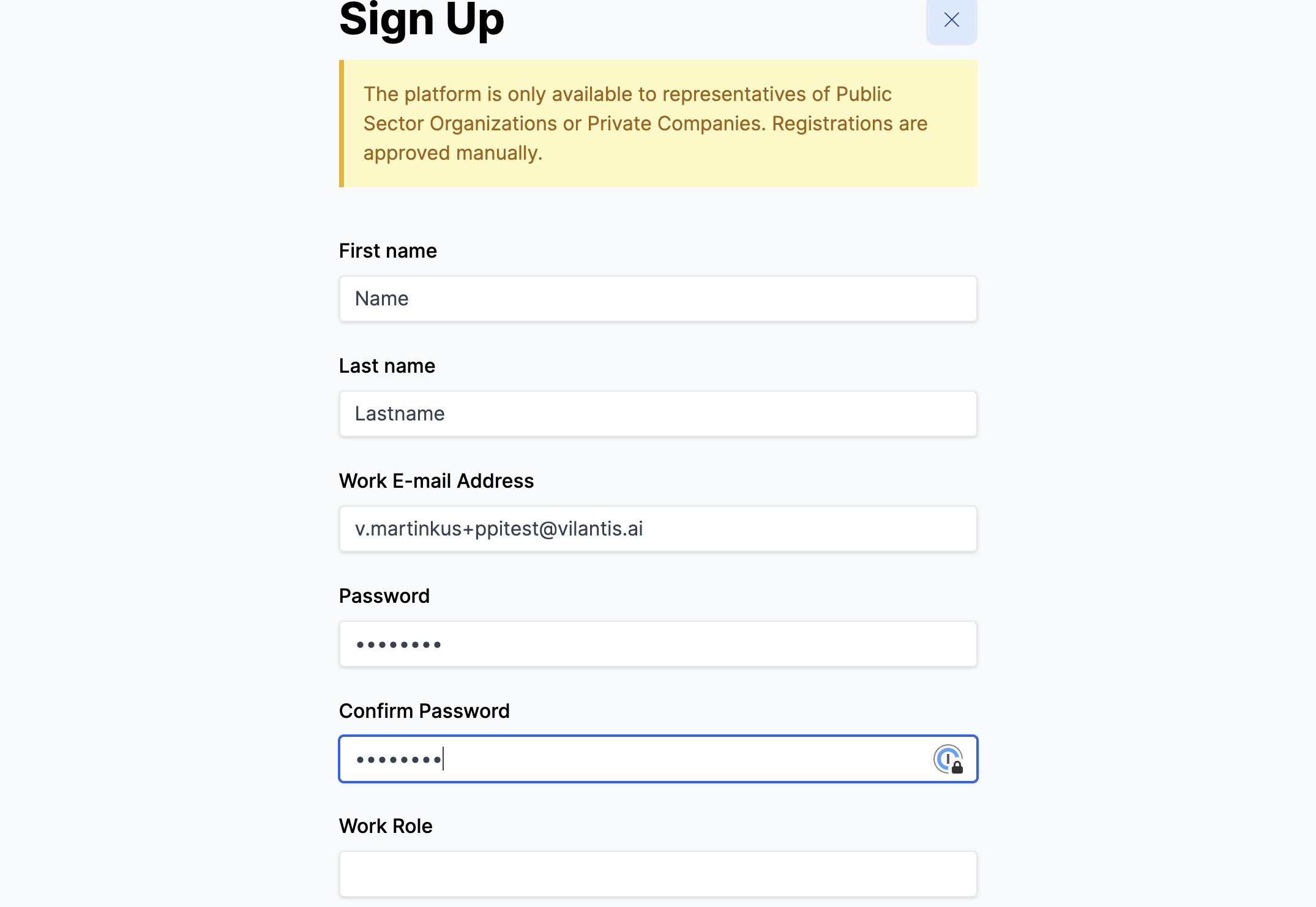 Confirm your password