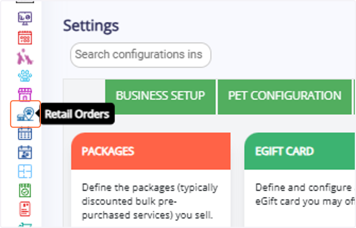 Go to the Retail Orders menu (left side panel).