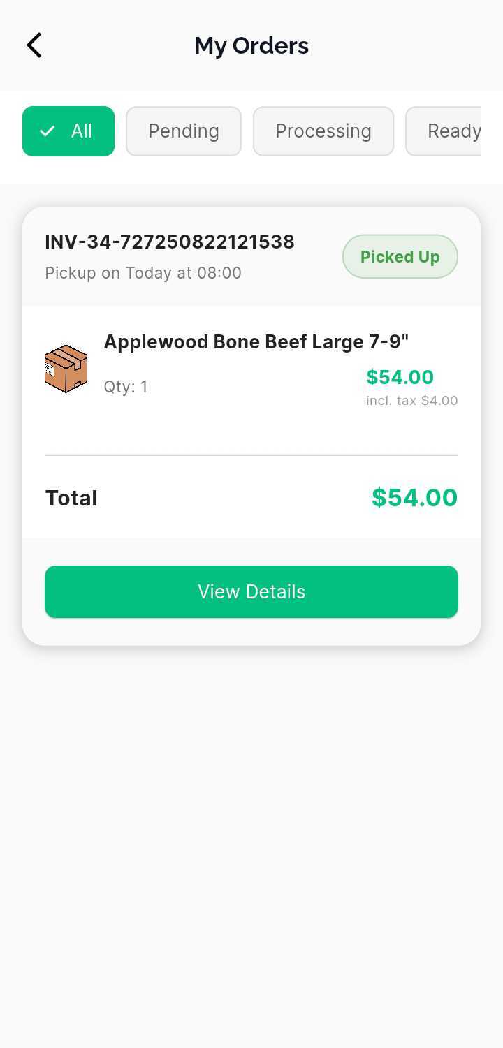 Purchased products will be listed under My Orders for tracking.