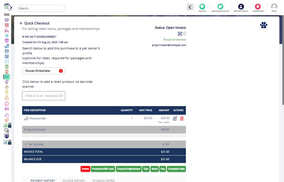 Click Pay to complete the order.