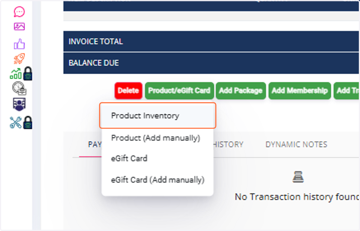 Click on Product Inventory