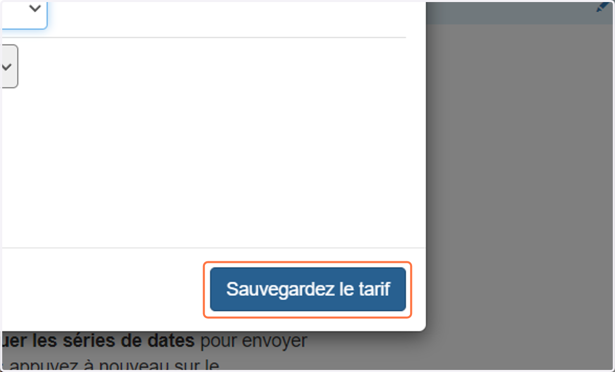 Cliquez sur "Sauvegardez le tarif"