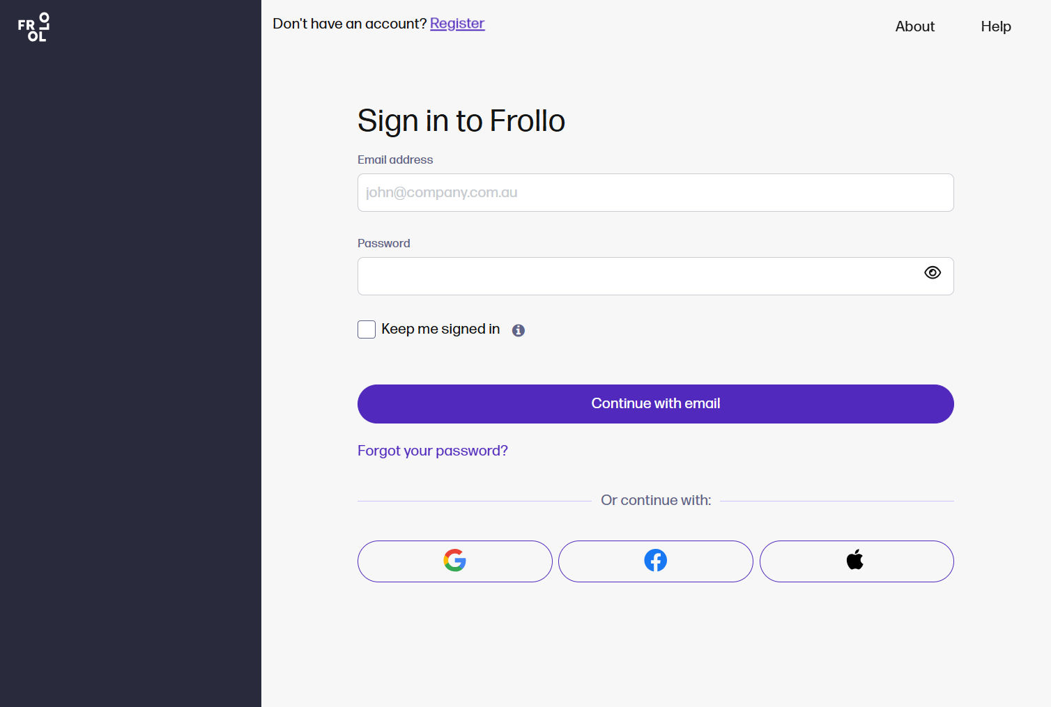 Don't have an account? Click on Register