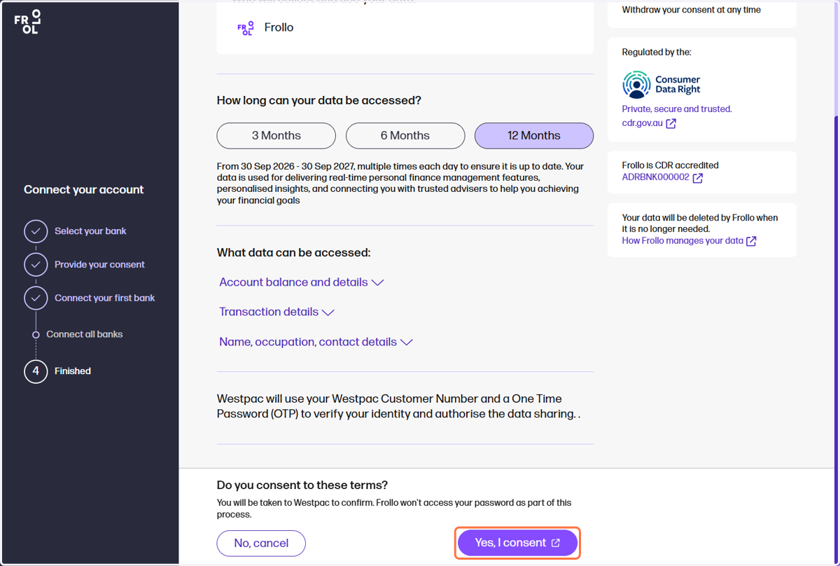 Click: Yes, I consent