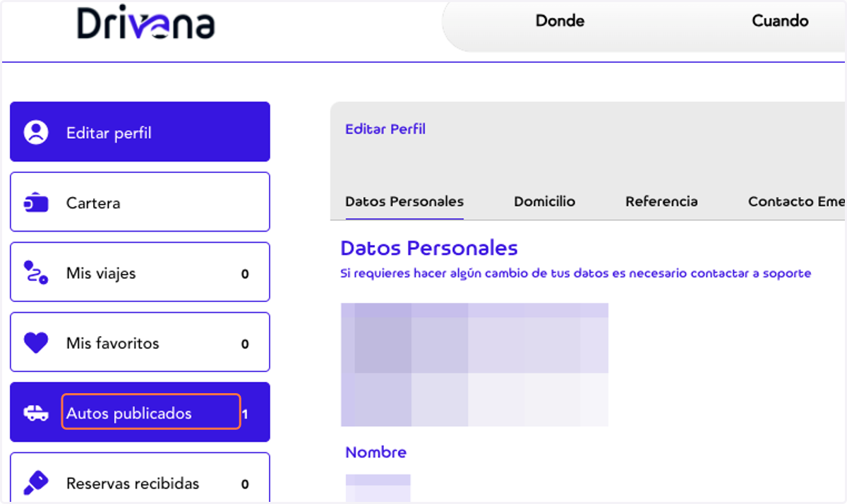 Clic en Autos publicados…