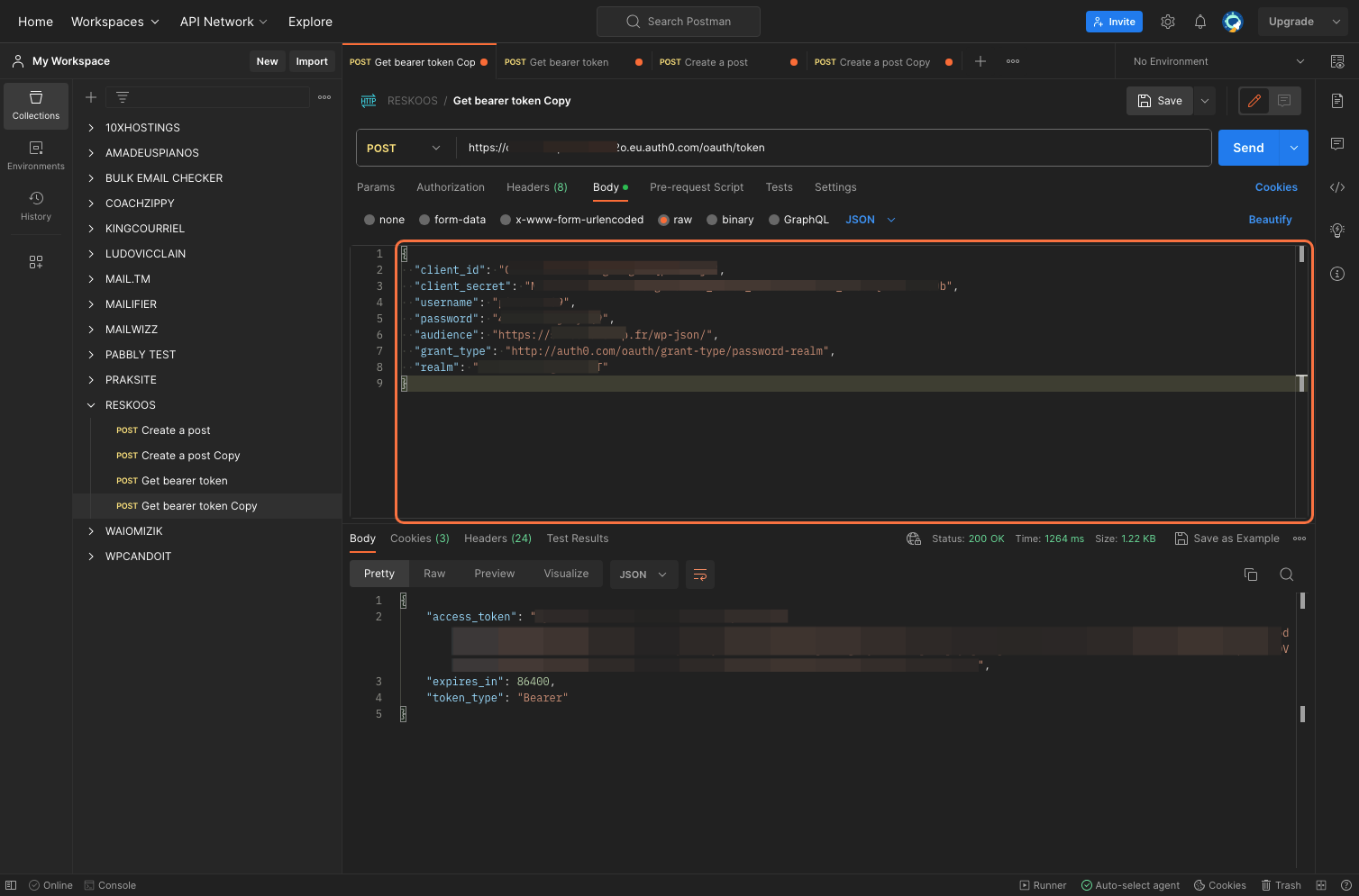 Customize and paste the JSON