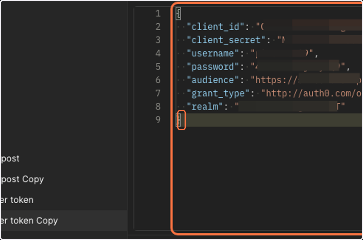 Customize and paste the JSON
