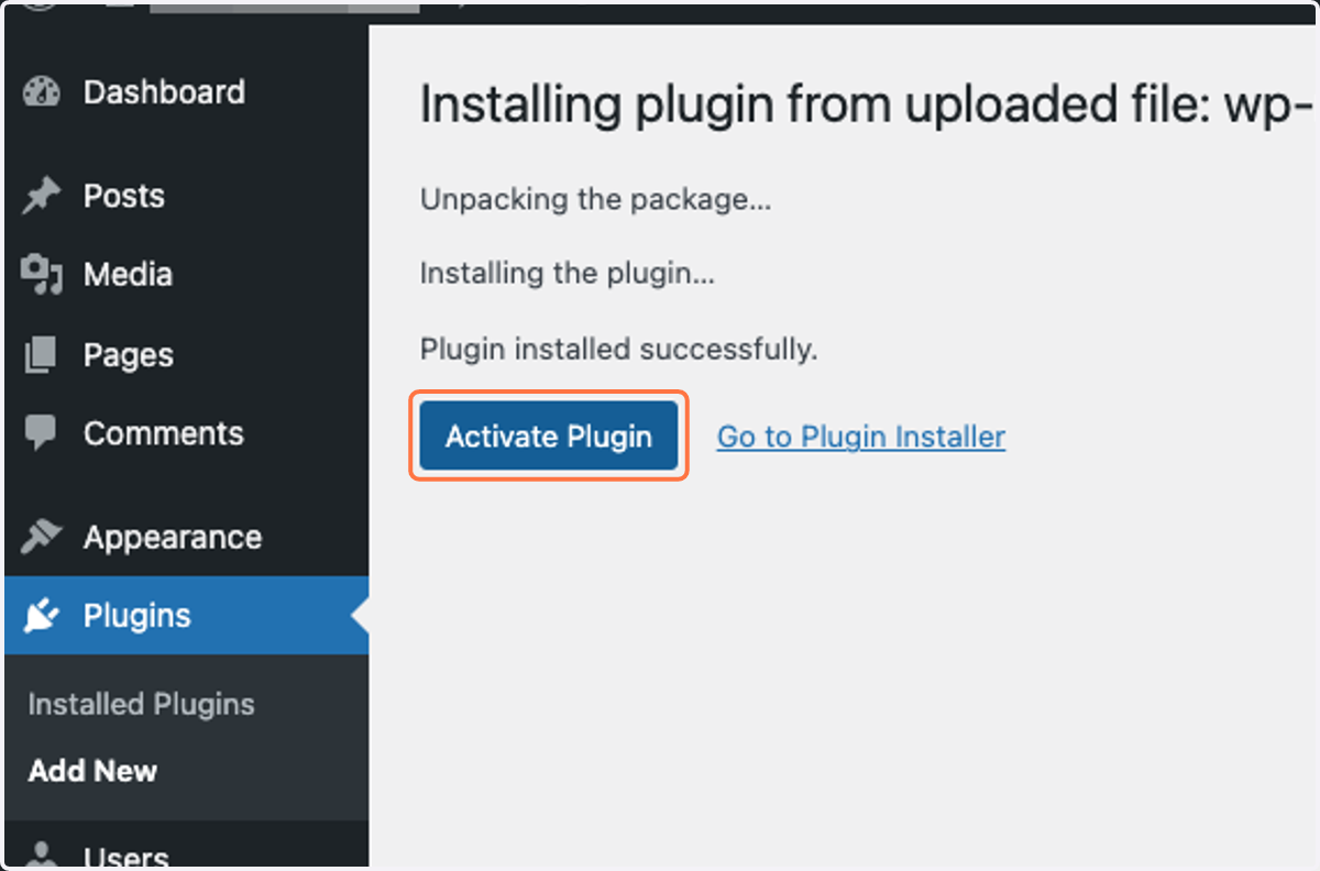 Click on Activate Plugin