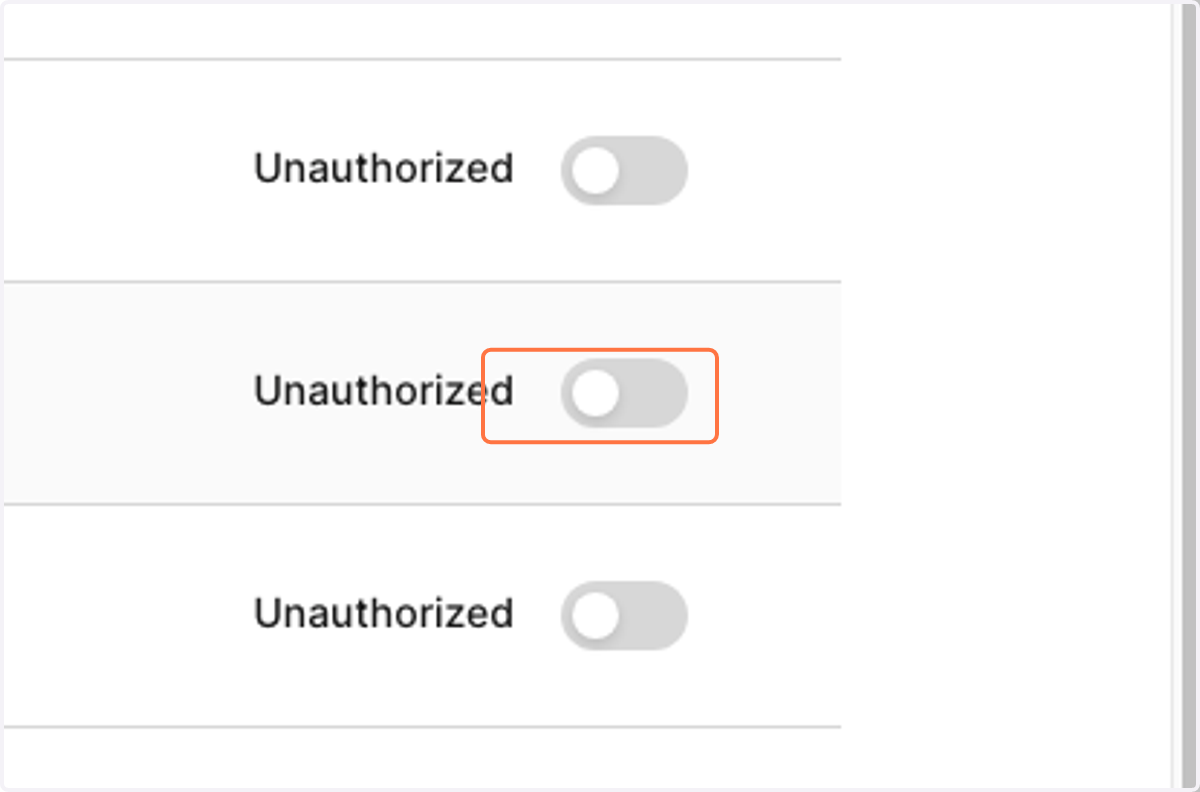 Uncheck Unauthorized