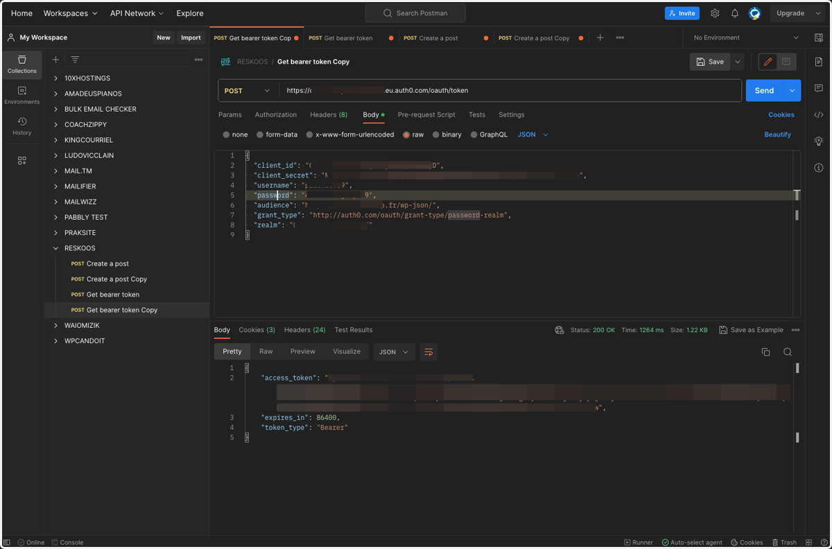 In the "Body" menu, choose RAW > JSON