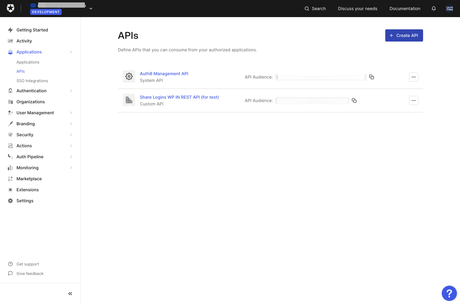 Click on Create API
